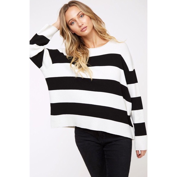 Astrid Striped Sweater - Black/Ivory - Picture 2 of 5